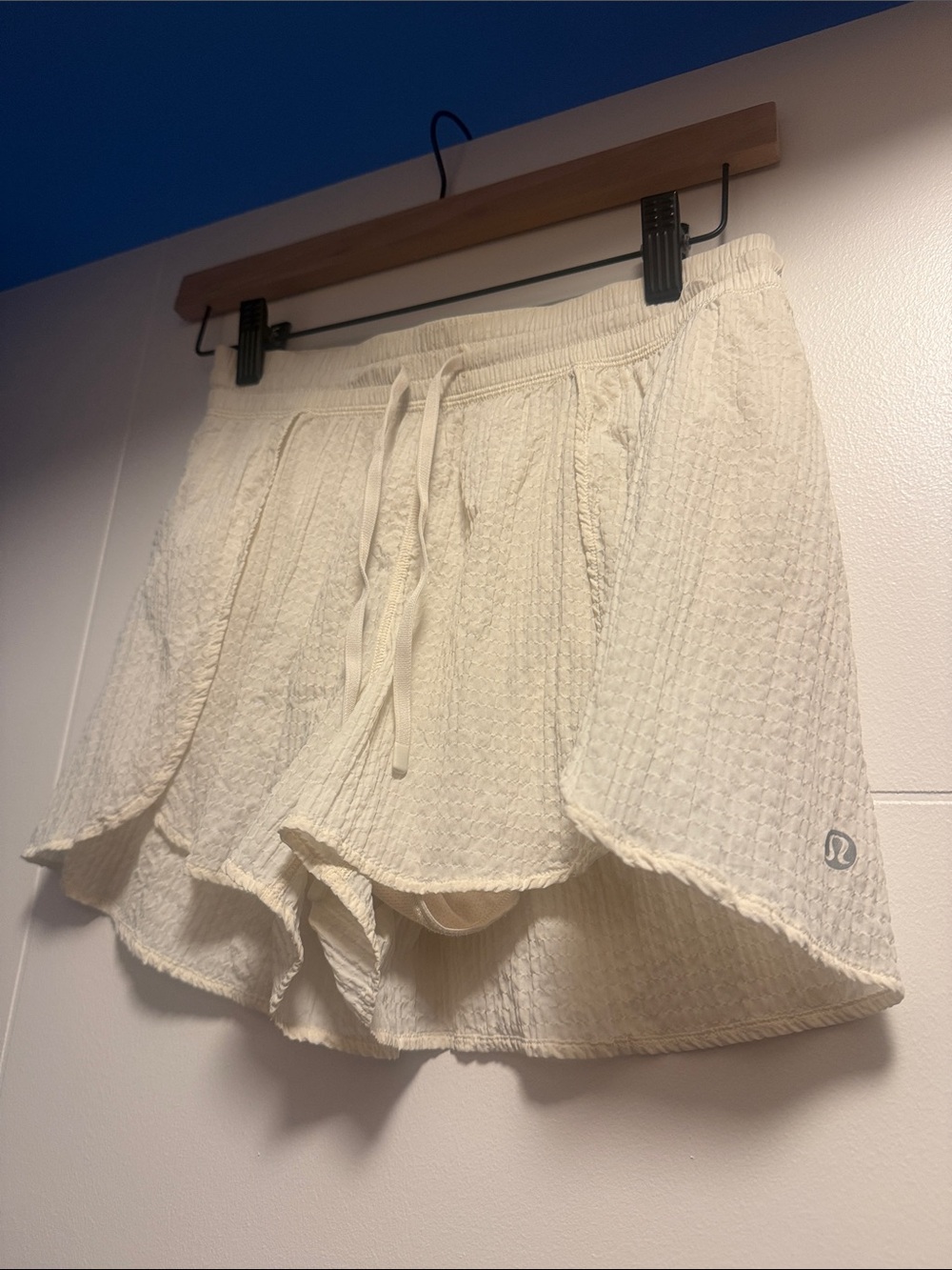 lululemon athletica Cream Textured Waffle Knit Athletic Shorts